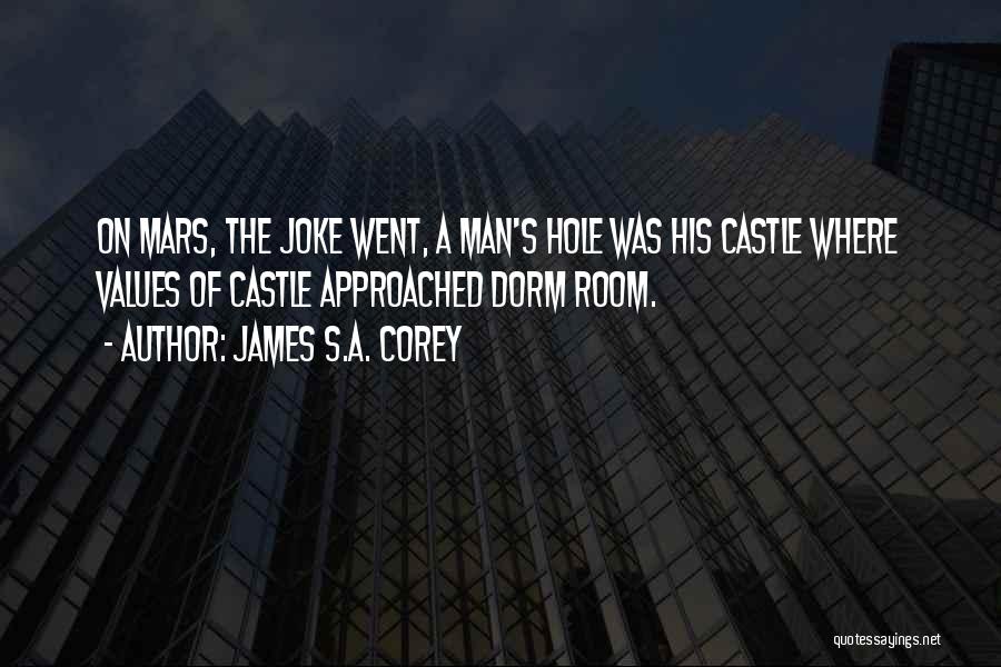 James S.A. Corey Quotes: On Mars, The Joke Went, A Man's Hole Was His Castle Where Values Of Castle Approached Dorm Room.