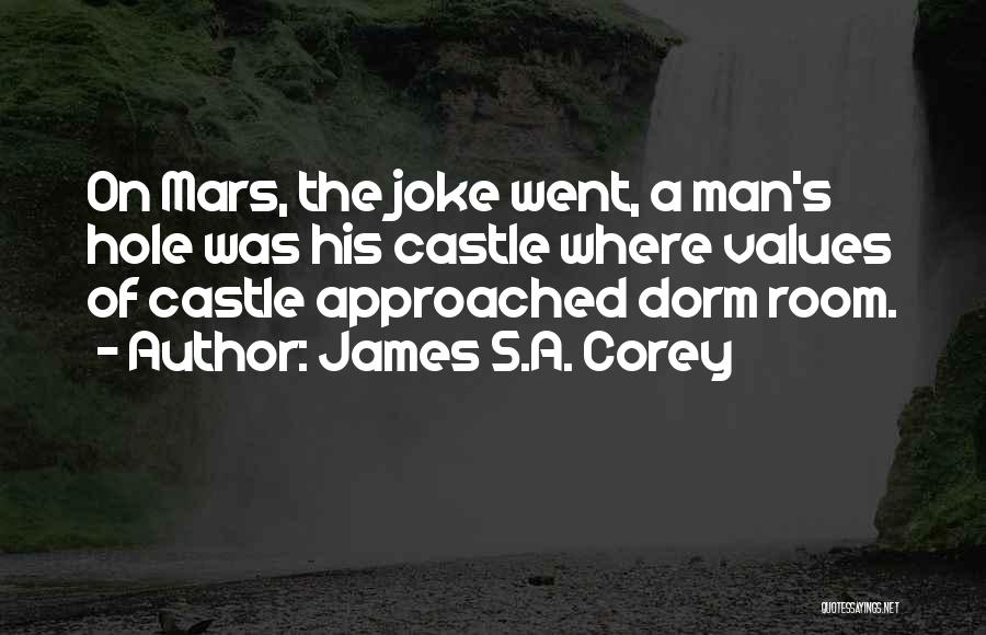 James S.A. Corey Quotes: On Mars, The Joke Went, A Man's Hole Was His Castle Where Values Of Castle Approached Dorm Room.