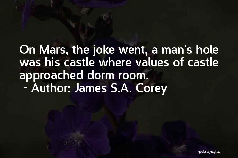 James S.A. Corey Quotes: On Mars, The Joke Went, A Man's Hole Was His Castle Where Values Of Castle Approached Dorm Room.