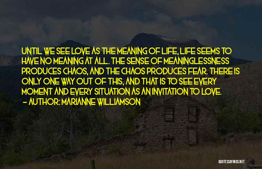 Marianne Williamson Quotes: Until We See Love As The Meaning Of Life, Life Seems To Have No Meaning At All. The Sense Of