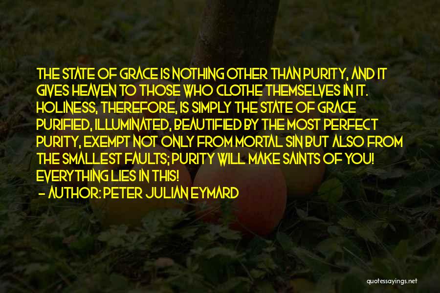 Peter Julian Eymard Quotes: The State Of Grace Is Nothing Other Than Purity, And It Gives Heaven To Those Who Clothe Themselves In It.