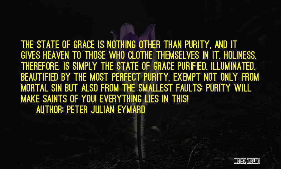 Peter Julian Eymard Quotes: The State Of Grace Is Nothing Other Than Purity, And It Gives Heaven To Those Who Clothe Themselves In It.