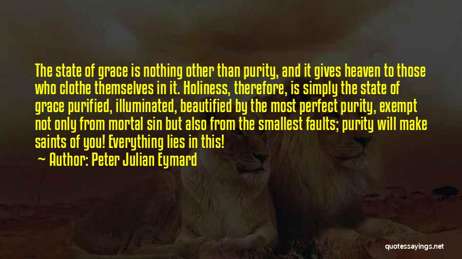 Peter Julian Eymard Quotes: The State Of Grace Is Nothing Other Than Purity, And It Gives Heaven To Those Who Clothe Themselves In It.