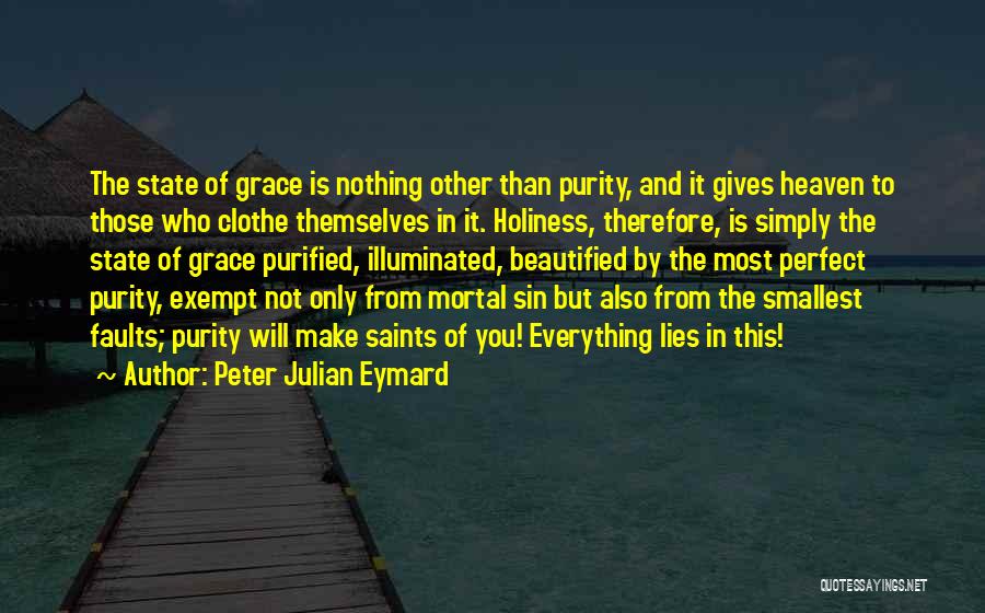 Peter Julian Eymard Quotes: The State Of Grace Is Nothing Other Than Purity, And It Gives Heaven To Those Who Clothe Themselves In It.
