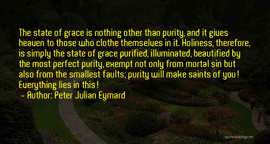 Peter Julian Eymard Quotes: The State Of Grace Is Nothing Other Than Purity, And It Gives Heaven To Those Who Clothe Themselves In It.