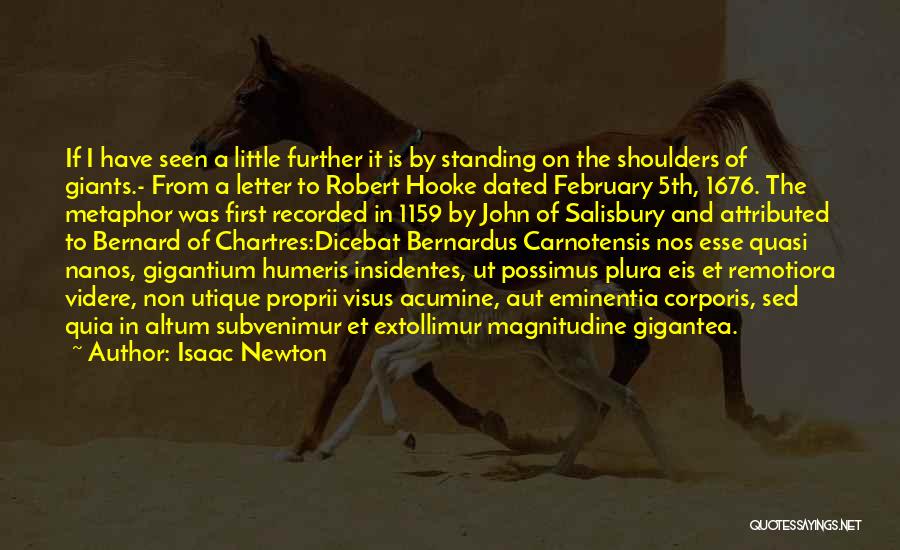 Isaac Newton Quotes: If I Have Seen A Little Further It Is By Standing On The Shoulders Of Giants.- From A Letter To