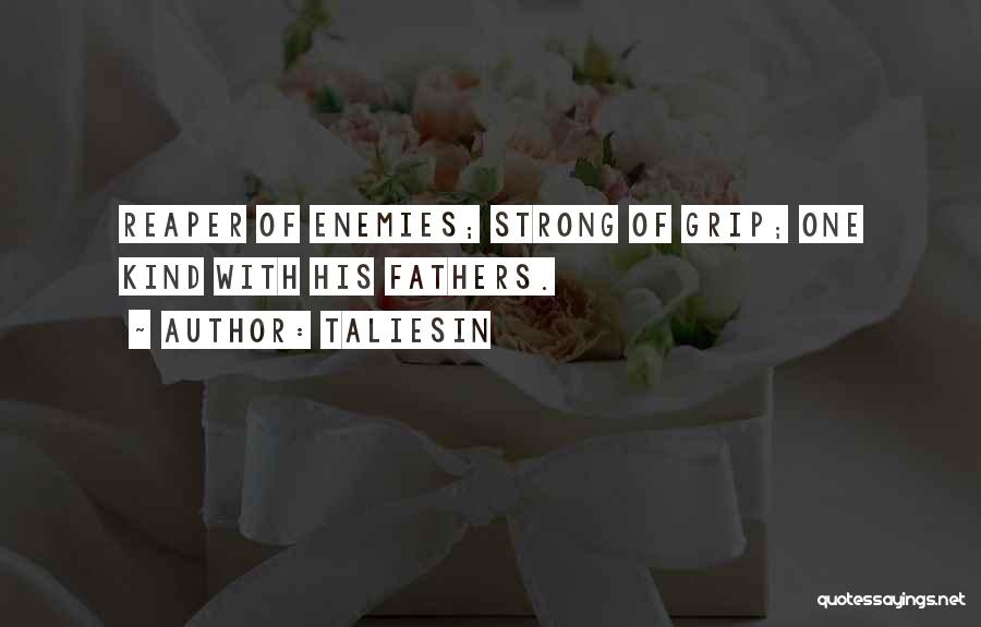 Taliesin Quotes: Reaper Of Enemies; Strong Of Grip; One Kind With His Fathers.