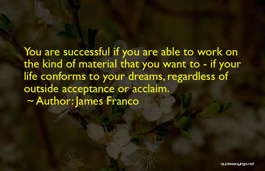 James Franco Quotes: You Are Successful If You Are Able To Work On The Kind Of Material That You Want To - If
