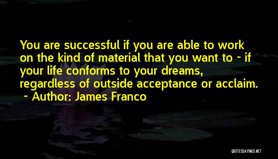 James Franco Quotes: You Are Successful If You Are Able To Work On The Kind Of Material That You Want To - If