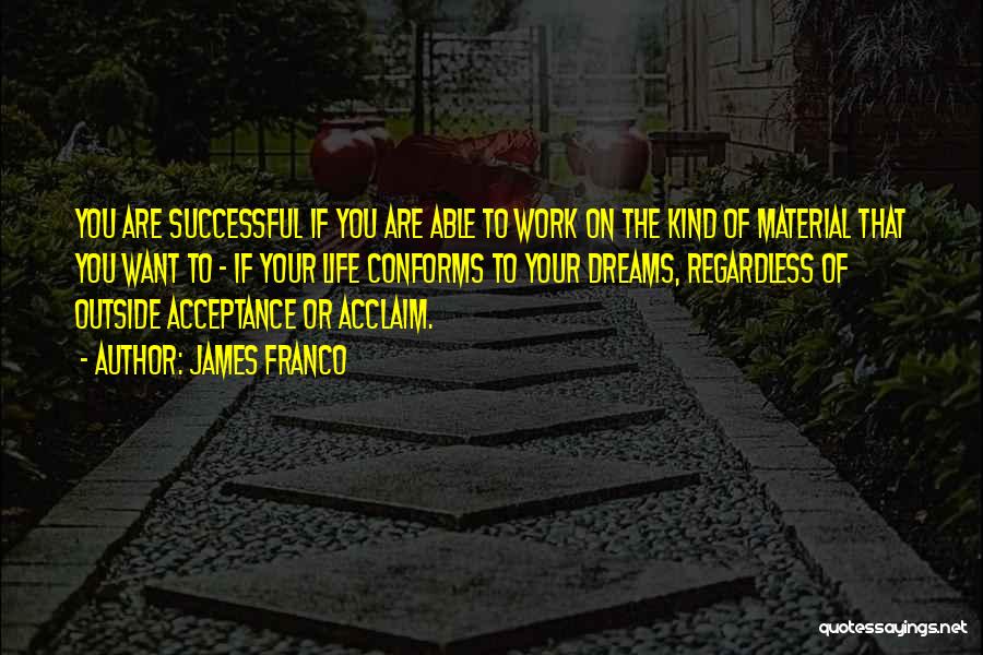 James Franco Quotes: You Are Successful If You Are Able To Work On The Kind Of Material That You Want To - If