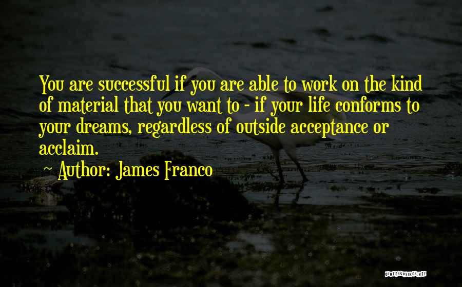 James Franco Quotes: You Are Successful If You Are Able To Work On The Kind Of Material That You Want To - If