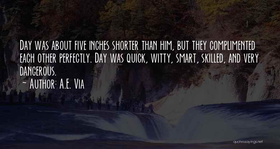 A.E. Via Quotes: Day Was About Five Inches Shorter Than Him, But They Complimented Each Other Perfectly. Day Was Quick, Witty, Smart, Skilled,
