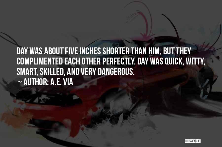 A.E. Via Quotes: Day Was About Five Inches Shorter Than Him, But They Complimented Each Other Perfectly. Day Was Quick, Witty, Smart, Skilled,