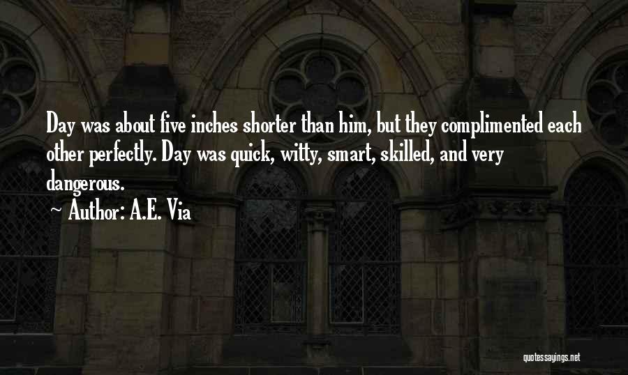 A.E. Via Quotes: Day Was About Five Inches Shorter Than Him, But They Complimented Each Other Perfectly. Day Was Quick, Witty, Smart, Skilled,