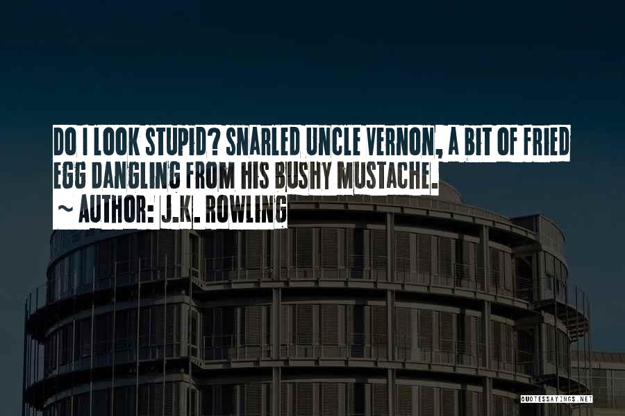 J.K. Rowling Quotes: Do I Look Stupid? Snarled Uncle Vernon, A Bit Of Fried Egg Dangling From His Bushy Mustache.