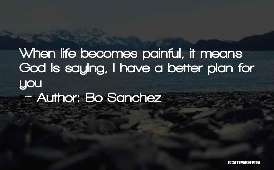 Bo Sanchez Quotes: When Life Becomes Painful, It Means God Is Saying, I Have A Better Plan For You