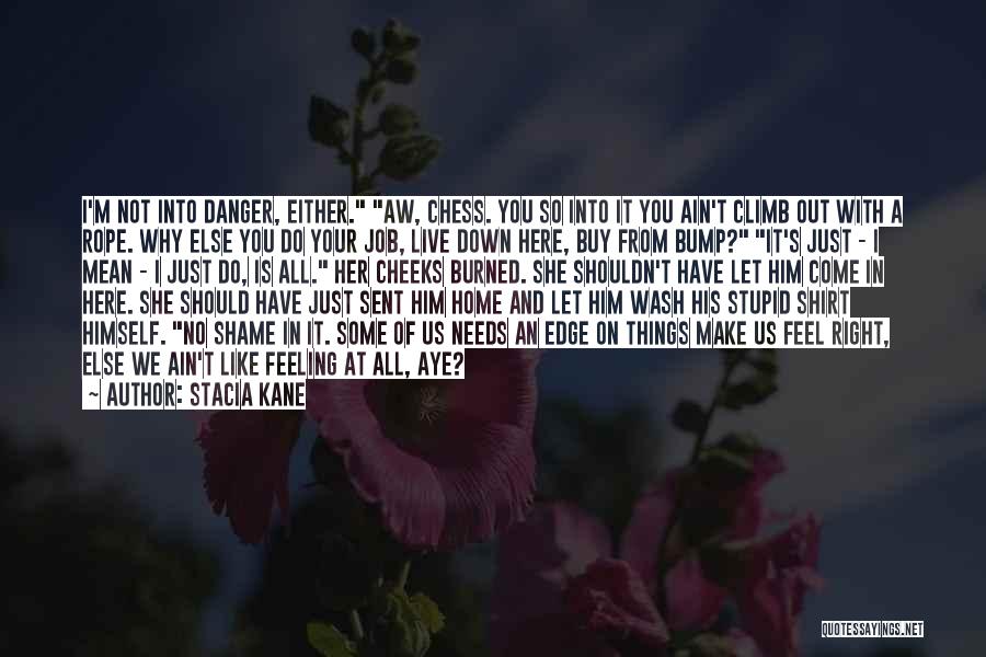 Stacia Kane Quotes: I'm Not Into Danger, Either. Aw, Chess. You So Into It You Ain't Climb Out With A Rope. Why Else