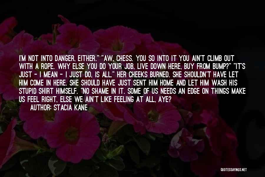 Stacia Kane Quotes: I'm Not Into Danger, Either. Aw, Chess. You So Into It You Ain't Climb Out With A Rope. Why Else