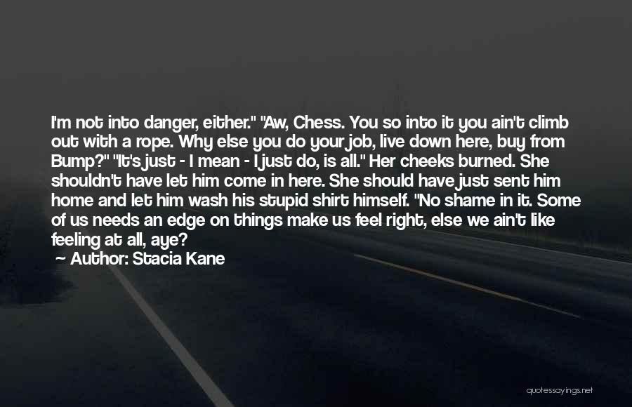 Stacia Kane Quotes: I'm Not Into Danger, Either. Aw, Chess. You So Into It You Ain't Climb Out With A Rope. Why Else