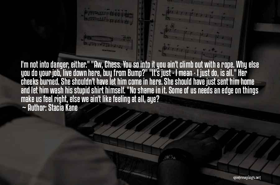 Stacia Kane Quotes: I'm Not Into Danger, Either. Aw, Chess. You So Into It You Ain't Climb Out With A Rope. Why Else