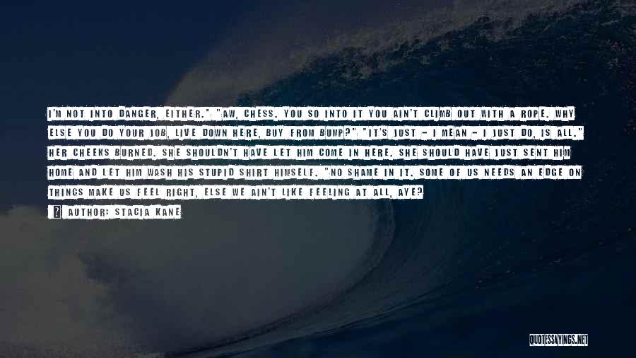 Stacia Kane Quotes: I'm Not Into Danger, Either. Aw, Chess. You So Into It You Ain't Climb Out With A Rope. Why Else