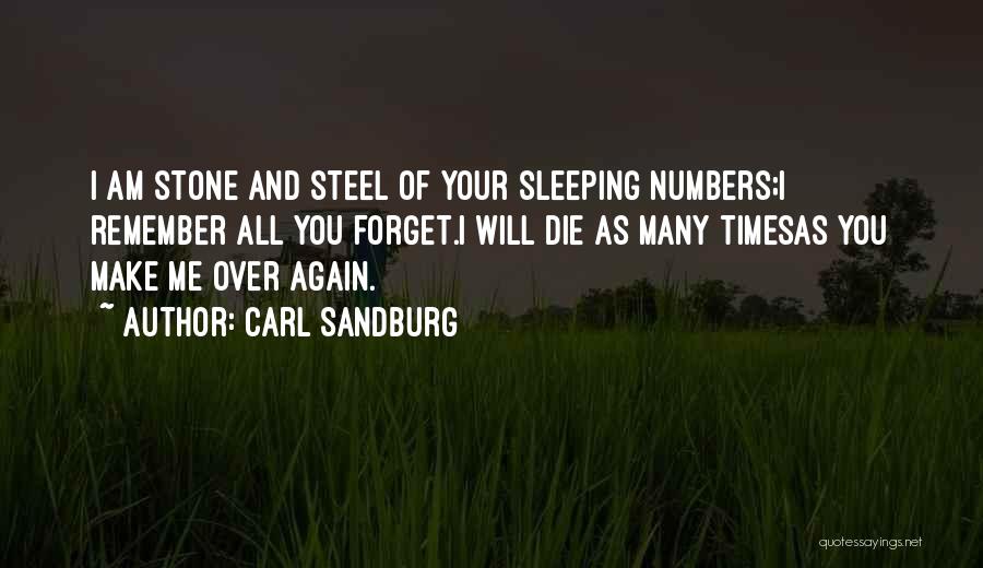 Carl Sandburg Quotes: I Am Stone And Steel Of Your Sleeping Numbers;i Remember All You Forget.i Will Die As Many Timesas You Make