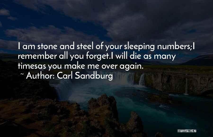Carl Sandburg Quotes: I Am Stone And Steel Of Your Sleeping Numbers;i Remember All You Forget.i Will Die As Many Timesas You Make