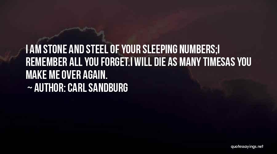 Carl Sandburg Quotes: I Am Stone And Steel Of Your Sleeping Numbers;i Remember All You Forget.i Will Die As Many Timesas You Make