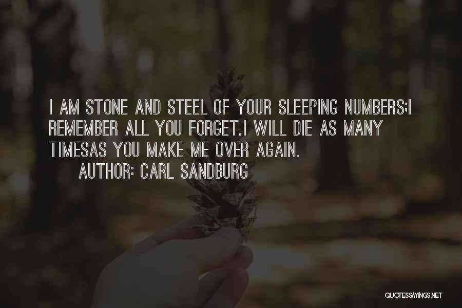 Carl Sandburg Quotes: I Am Stone And Steel Of Your Sleeping Numbers;i Remember All You Forget.i Will Die As Many Timesas You Make