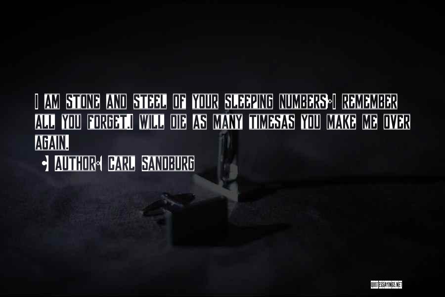 Carl Sandburg Quotes: I Am Stone And Steel Of Your Sleeping Numbers;i Remember All You Forget.i Will Die As Many Timesas You Make