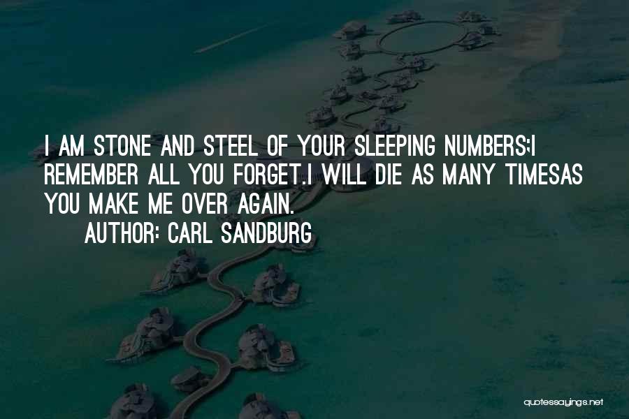 Carl Sandburg Quotes: I Am Stone And Steel Of Your Sleeping Numbers;i Remember All You Forget.i Will Die As Many Timesas You Make