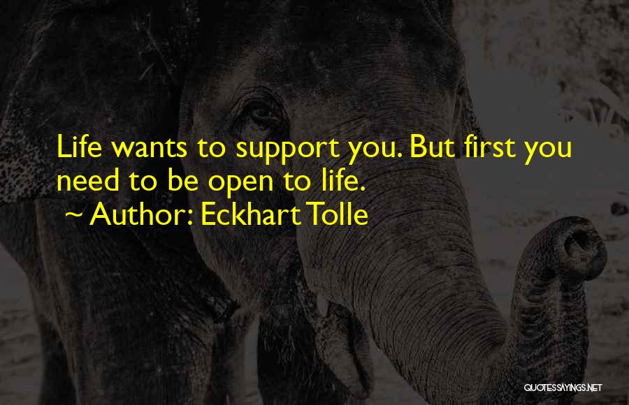 Eckhart Tolle Quotes: Life Wants To Support You. But First You Need To Be Open To Life.