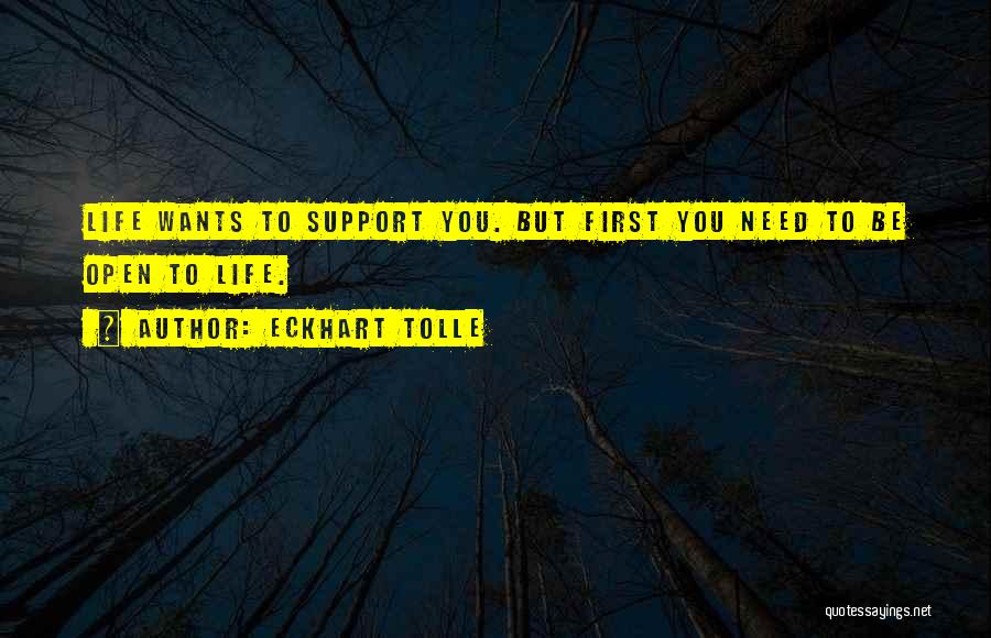 Eckhart Tolle Quotes: Life Wants To Support You. But First You Need To Be Open To Life.