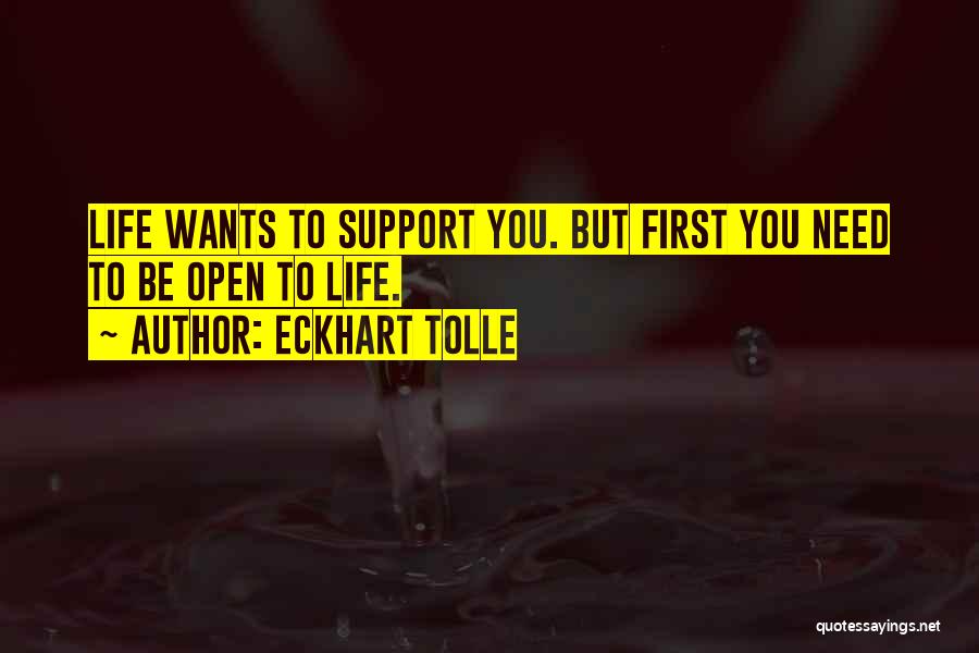 Eckhart Tolle Quotes: Life Wants To Support You. But First You Need To Be Open To Life.