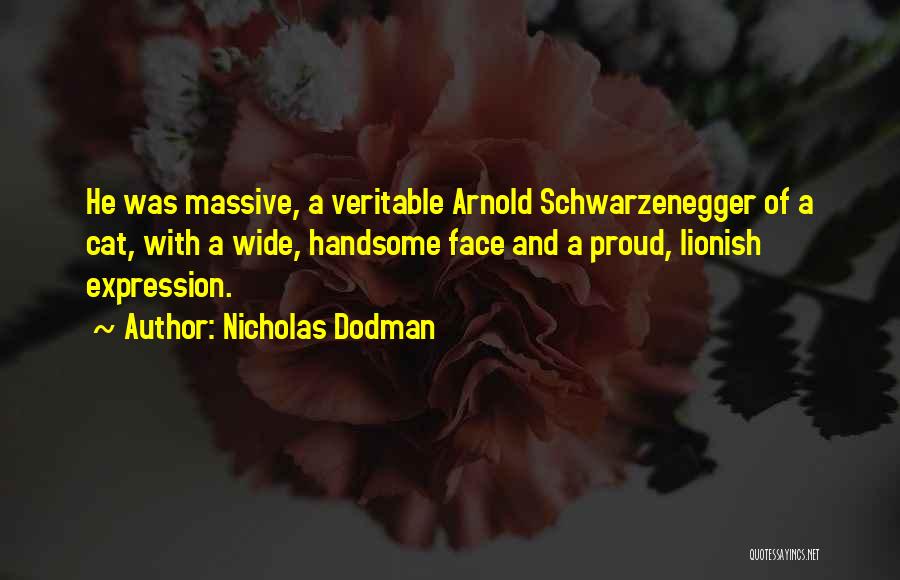 Nicholas Dodman Quotes: He Was Massive, A Veritable Arnold Schwarzenegger Of A Cat, With A Wide, Handsome Face And A Proud, Lionish Expression.