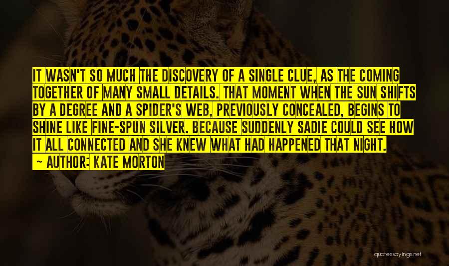 Kate Morton Quotes: It Wasn't So Much The Discovery Of A Single Clue, As The Coming Together Of Many Small Details. That Moment