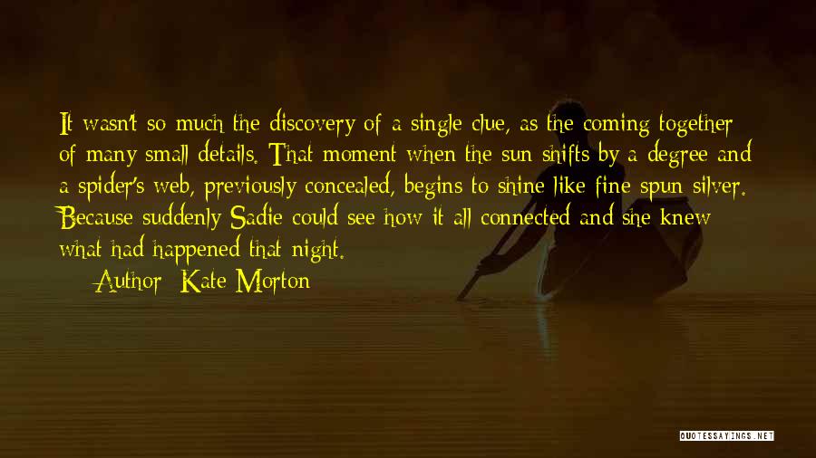 Kate Morton Quotes: It Wasn't So Much The Discovery Of A Single Clue, As The Coming Together Of Many Small Details. That Moment