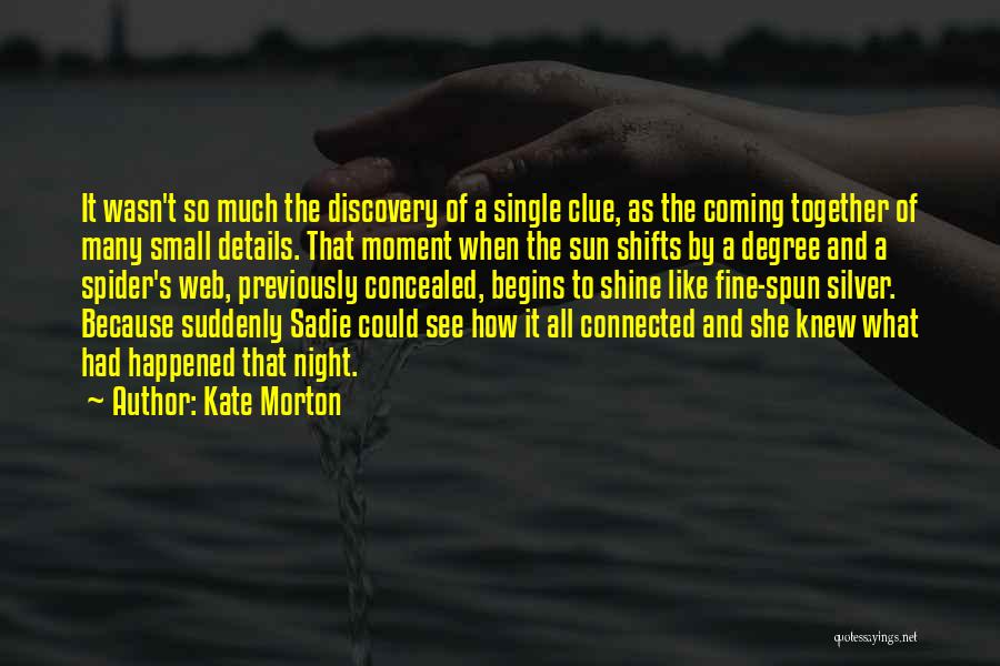 Kate Morton Quotes: It Wasn't So Much The Discovery Of A Single Clue, As The Coming Together Of Many Small Details. That Moment