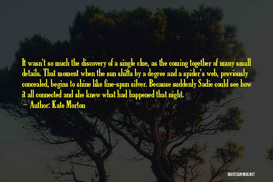 Kate Morton Quotes: It Wasn't So Much The Discovery Of A Single Clue, As The Coming Together Of Many Small Details. That Moment