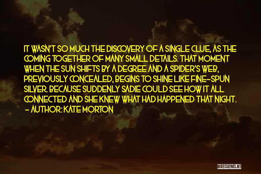 Kate Morton Quotes: It Wasn't So Much The Discovery Of A Single Clue, As The Coming Together Of Many Small Details. That Moment