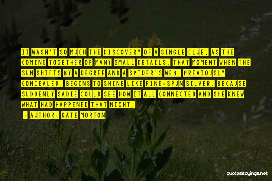 Kate Morton Quotes: It Wasn't So Much The Discovery Of A Single Clue, As The Coming Together Of Many Small Details. That Moment