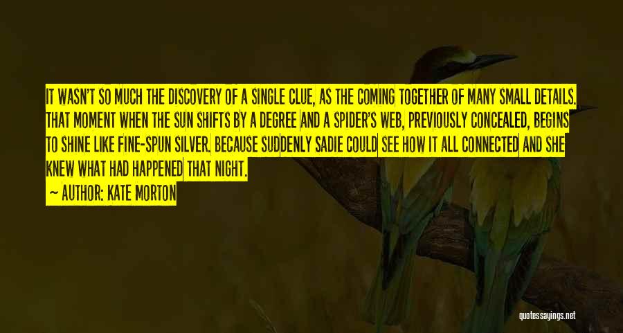 Kate Morton Quotes: It Wasn't So Much The Discovery Of A Single Clue, As The Coming Together Of Many Small Details. That Moment