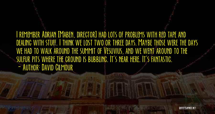 David Gilmour Quotes: I Remember Adrian [maben, Director] Had Lots Of Problems With Red Tape And Dealing With Stuff. I Think We Lost