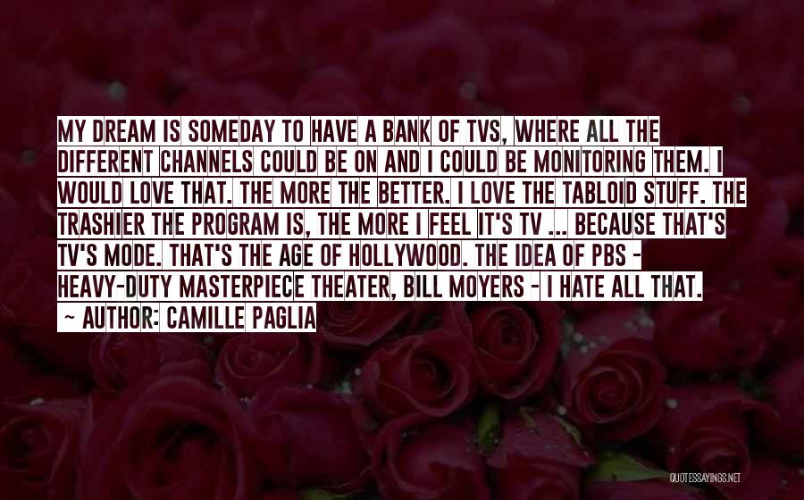 Camille Paglia Quotes: My Dream Is Someday To Have A Bank Of Tvs, Where All The Different Channels Could Be On And I