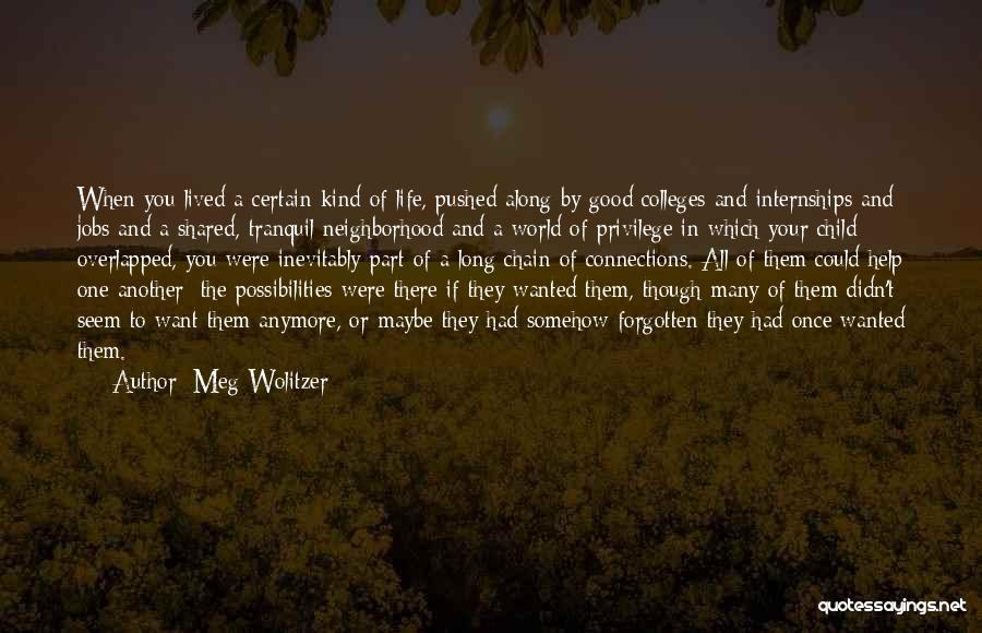 Meg Wolitzer Quotes: When You Lived A Certain Kind Of Life, Pushed Along By Good Colleges And Internships And Jobs And A Shared,
