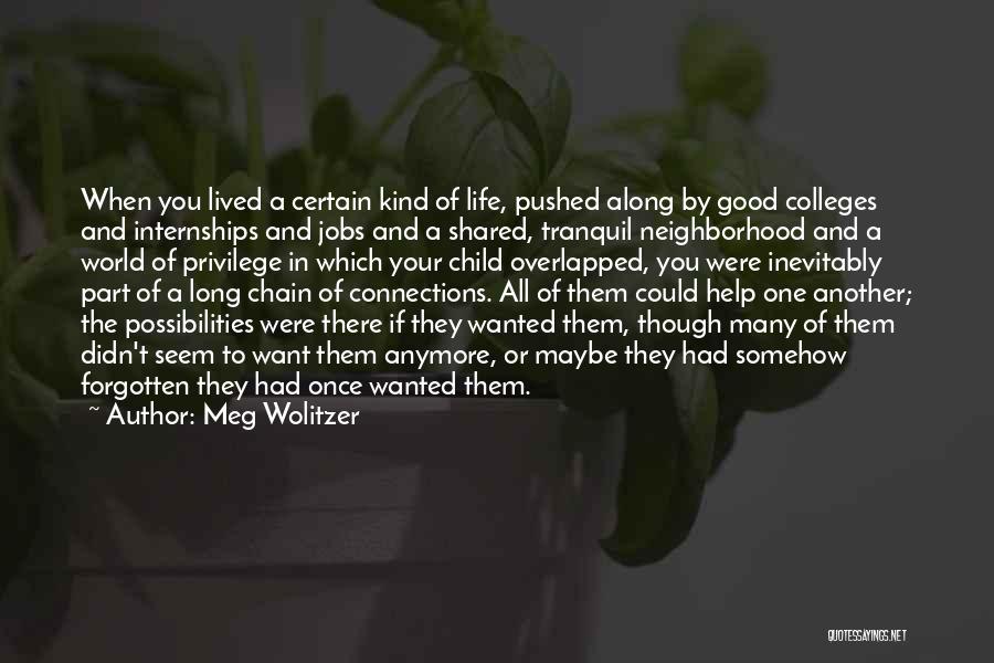 Meg Wolitzer Quotes: When You Lived A Certain Kind Of Life, Pushed Along By Good Colleges And Internships And Jobs And A Shared,