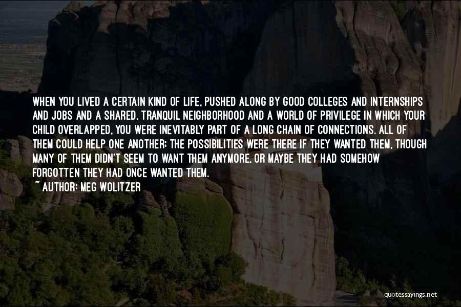 Meg Wolitzer Quotes: When You Lived A Certain Kind Of Life, Pushed Along By Good Colleges And Internships And Jobs And A Shared,