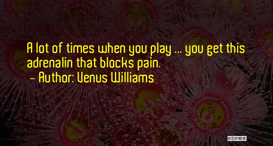 Venus Williams Quotes: A Lot Of Times When You Play ... You Get This Adrenalin That Blocks Pain.