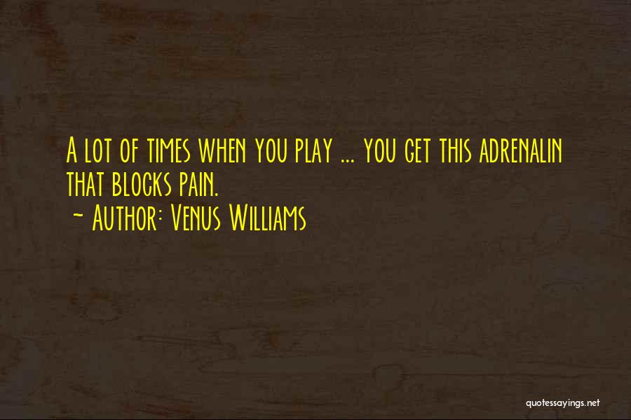 Venus Williams Quotes: A Lot Of Times When You Play ... You Get This Adrenalin That Blocks Pain.