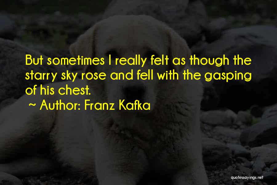 Franz Kafka Quotes: But Sometimes I Really Felt As Though The Starry Sky Rose And Fell With The Gasping Of His Chest.